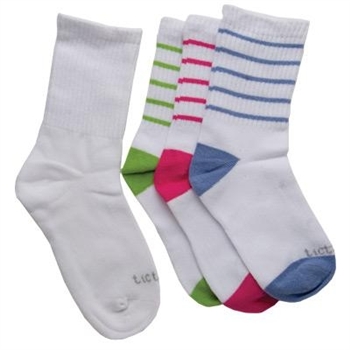 TicTacToe Crew Kids Socks with Ribbed Welt for Girls - 3 Pair